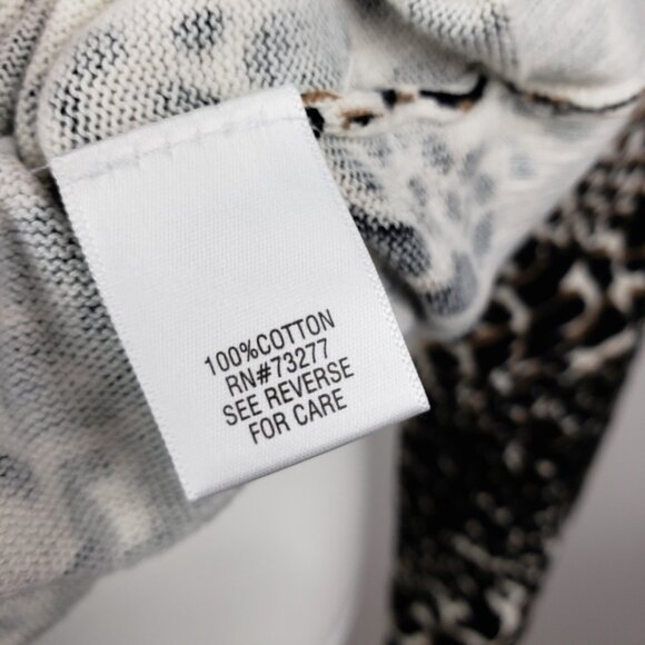 Croft & Barrow Cardigan Womens PM Petite Medium Black Brown White Animal Print - Picture 6 of 7